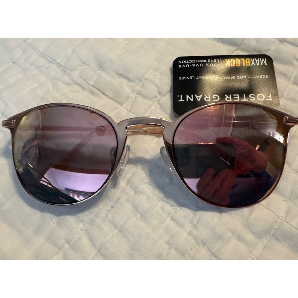 Foster Grant Hailey Rose Gold Mirrored FWG Sunglasses, 100% UVA/B Protection - Picture 1 of 2